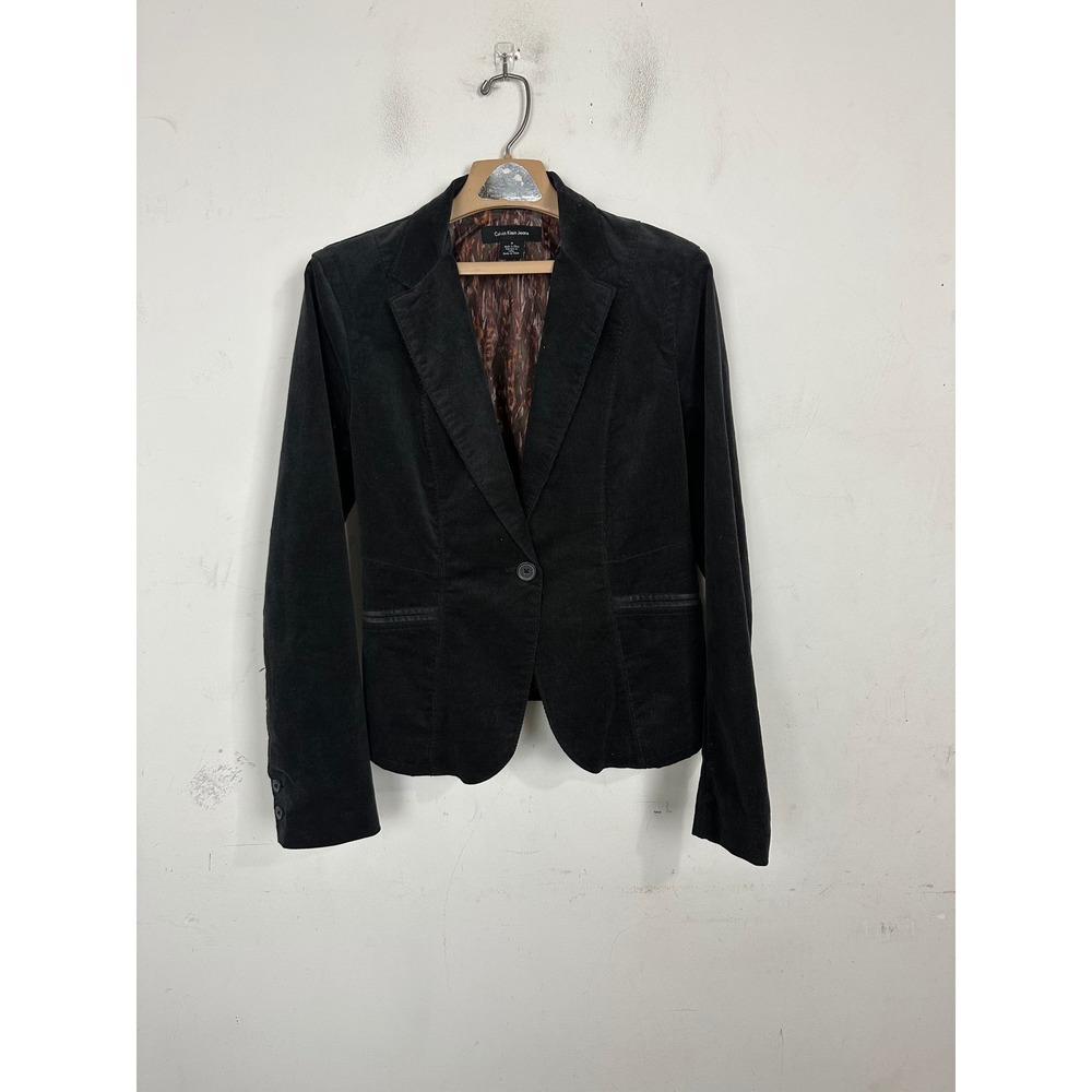 Calvin Klein Jeans Black Corduroy Blazer Jacket Single Button Size M WG32J11C